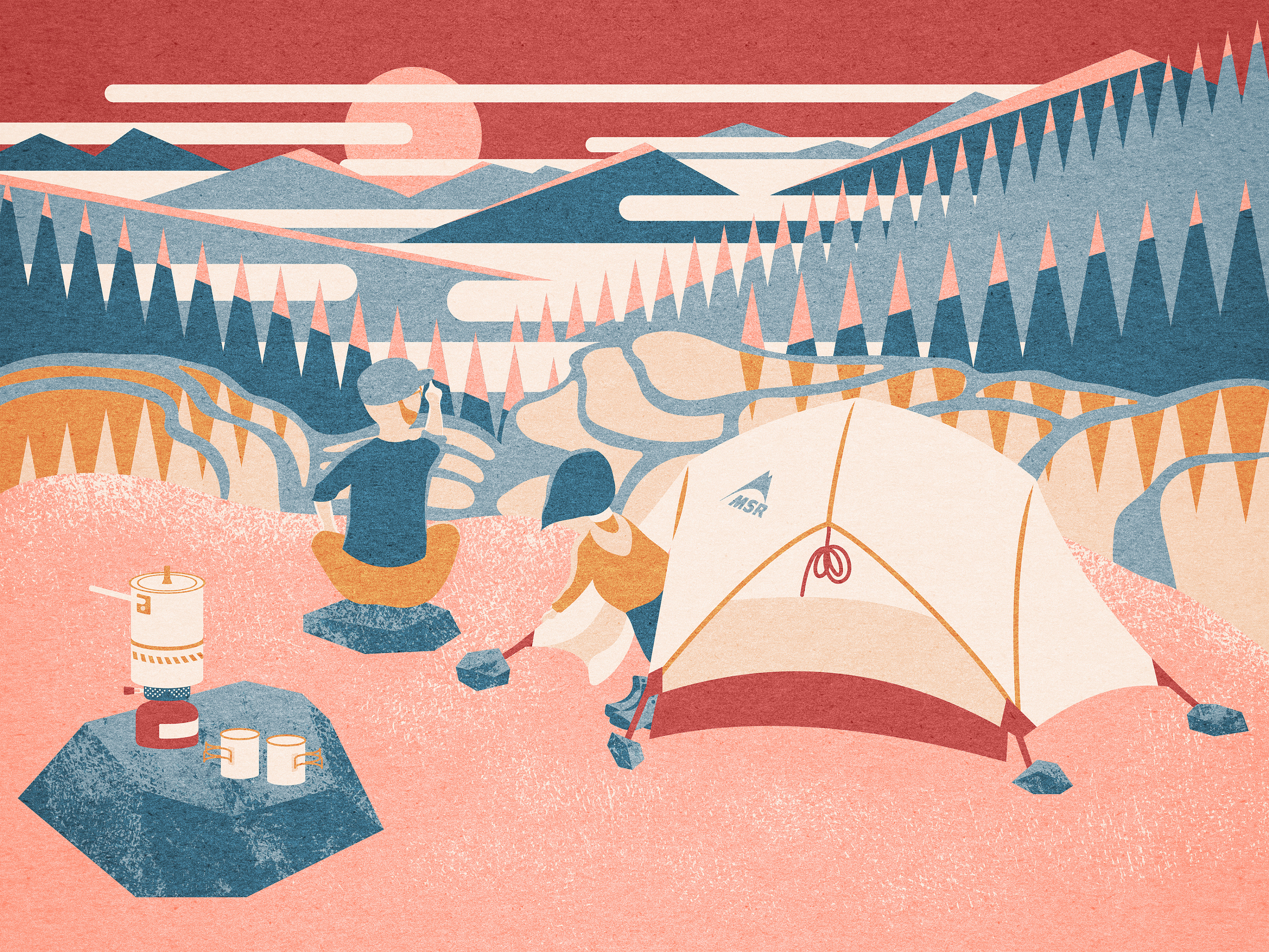 在露营的早晨看日出|插画|商业插画|iswenyi - 原创作品 - 站酷