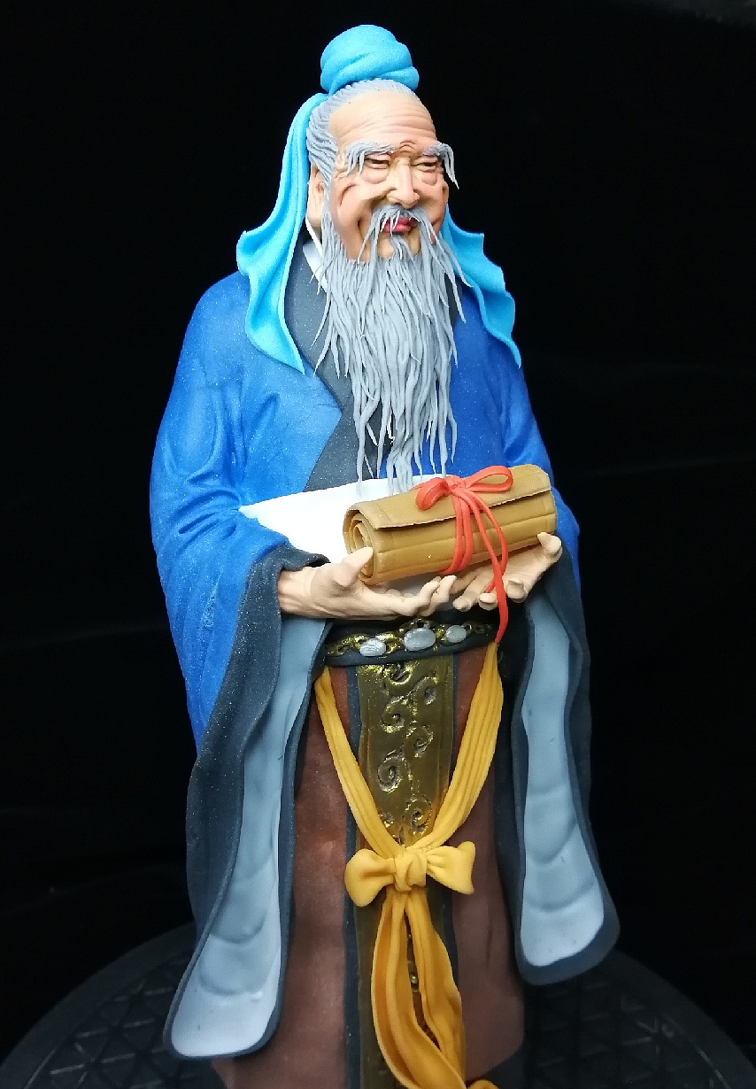 塑新斋潘纪坤彩塑陶公仔孔夫子