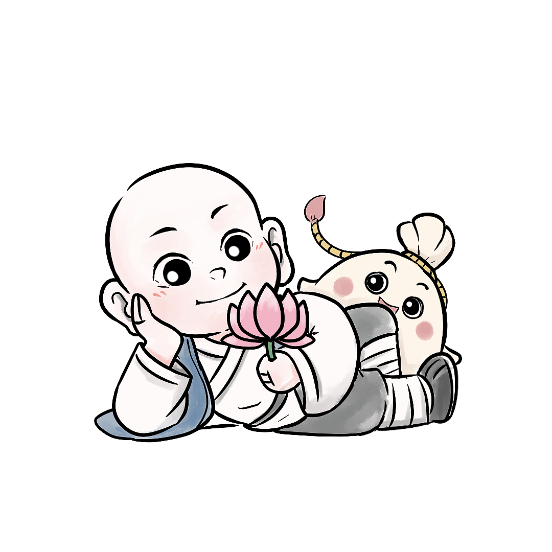 主角是小和尚和他的布袋伙伴,延续了设定阶段的水墨风格.