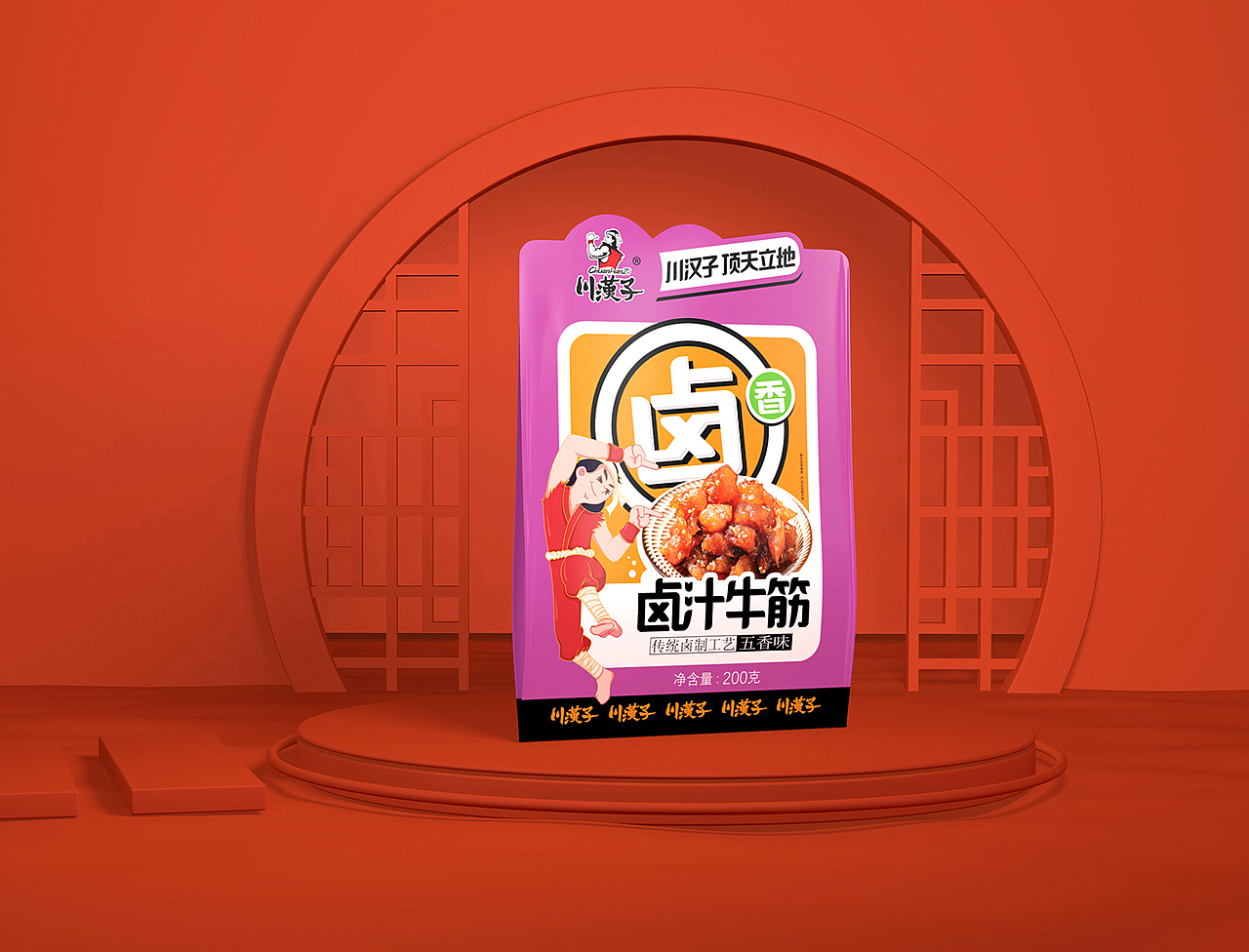 川汉子牛肉丨麻辣牛肉、卤汁牛筋丨火麒麟创意