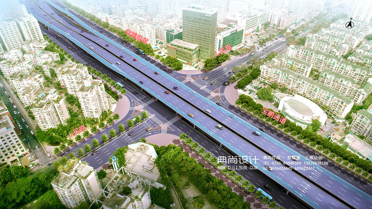 互通效果图3互通立交设计鸟瞰效