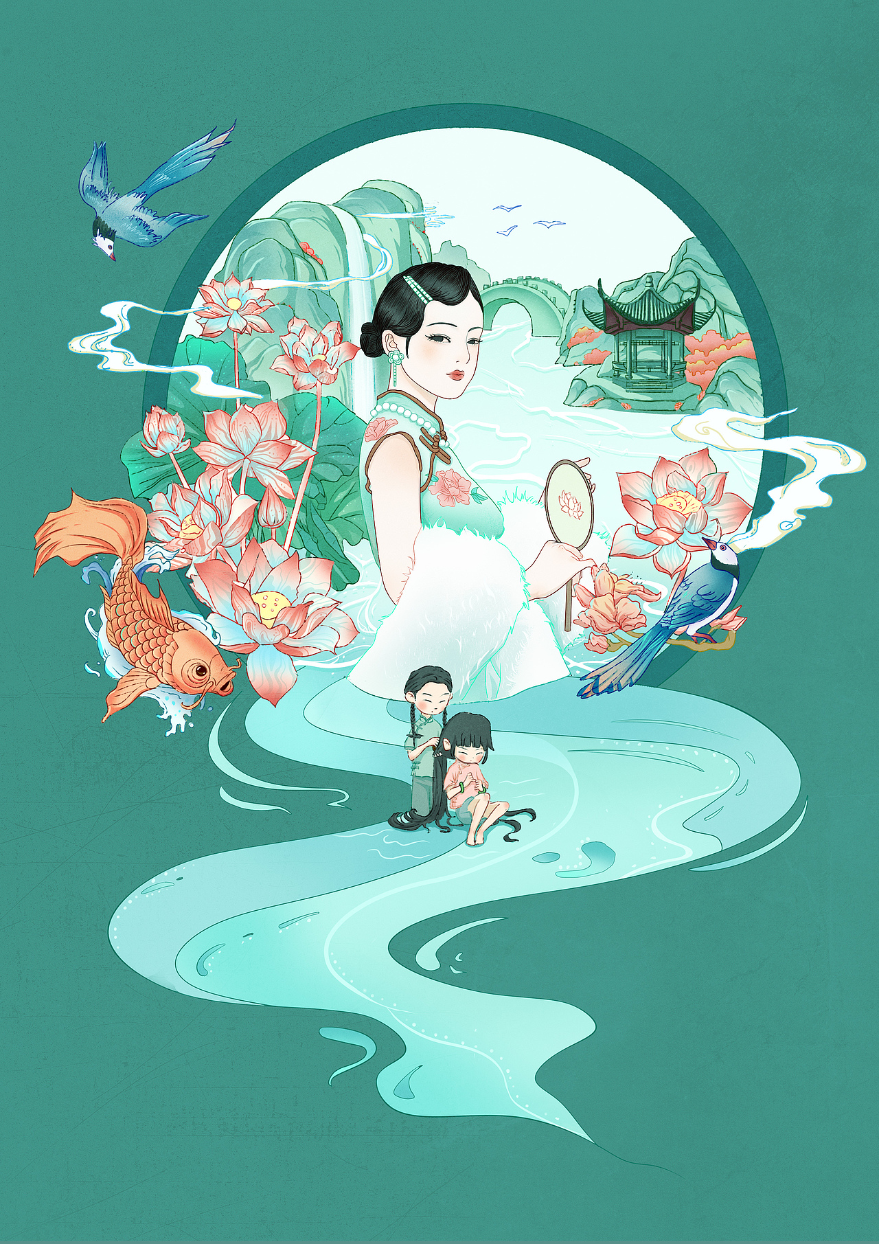 民国风少女美容美发美妆包装插画（图ZMzAwNzMxNDUy） - 商业插画 - 站酷设计师可乐拌冰原创素材 - 站酷ZCOOL