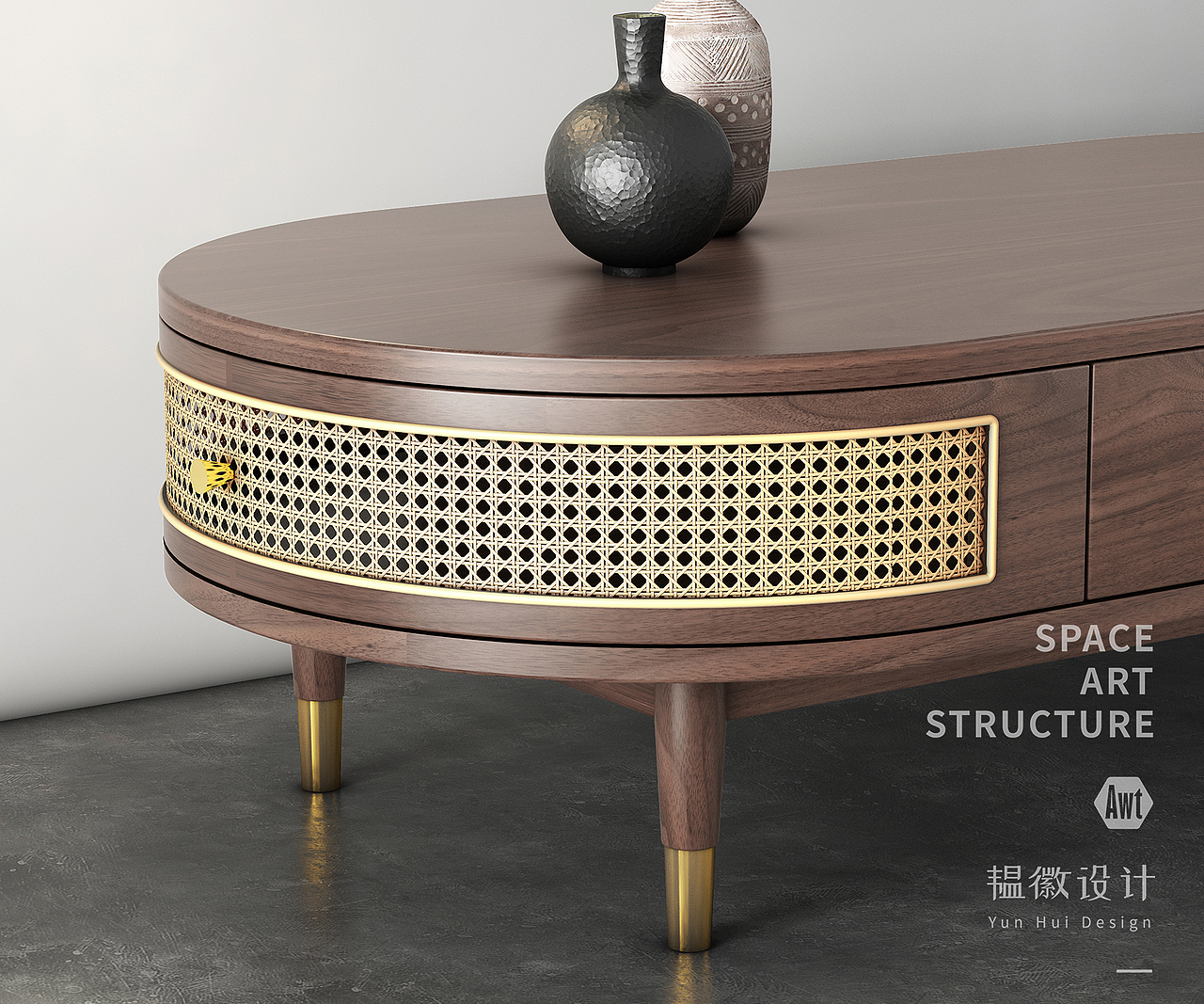 实木家具设计|电商|效果图|建模|韫徽设计|电视柜