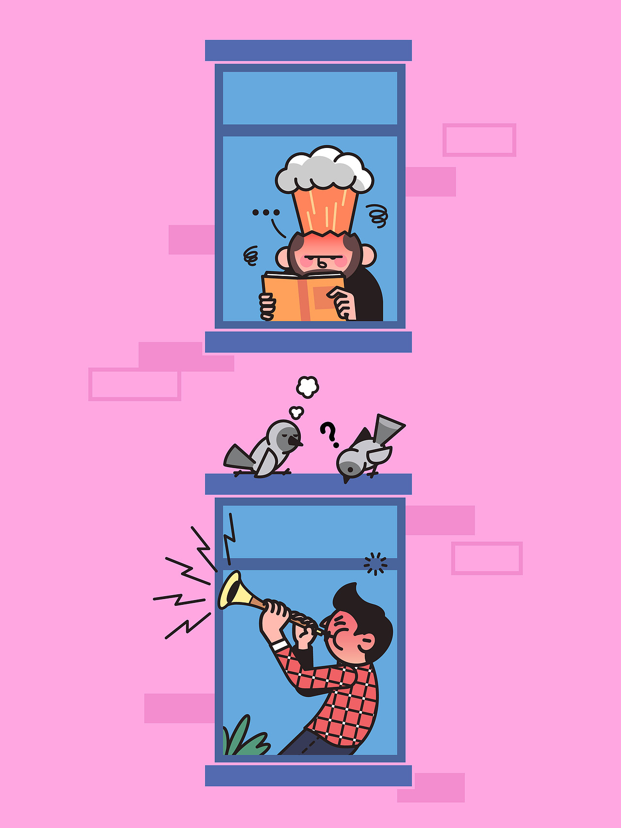 吹拉弹唱集合（图ZMzI3MjM2MjU2） - 新锐潮流插画 - 站酷设计师瞳嘞个瞳原创素材 - 站酷ZCOOL