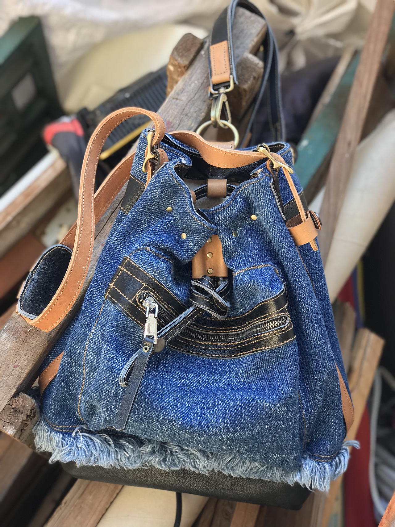 老菜手工36安牛仔背包--单/双肩包|手工艺|工艺品设计|火星老菜_原创