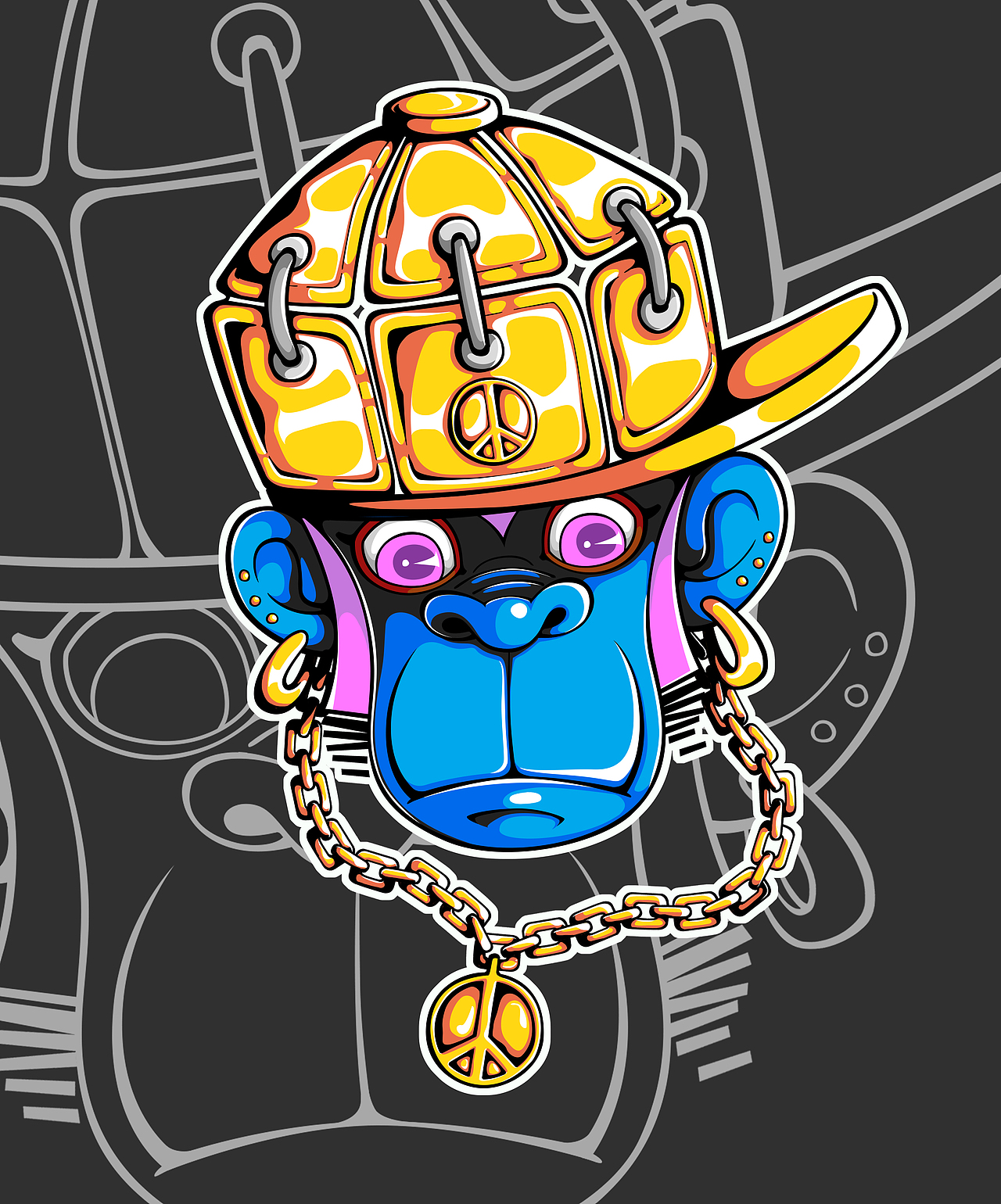 吉子的t恤图案设计~ 嘻哈猩猩