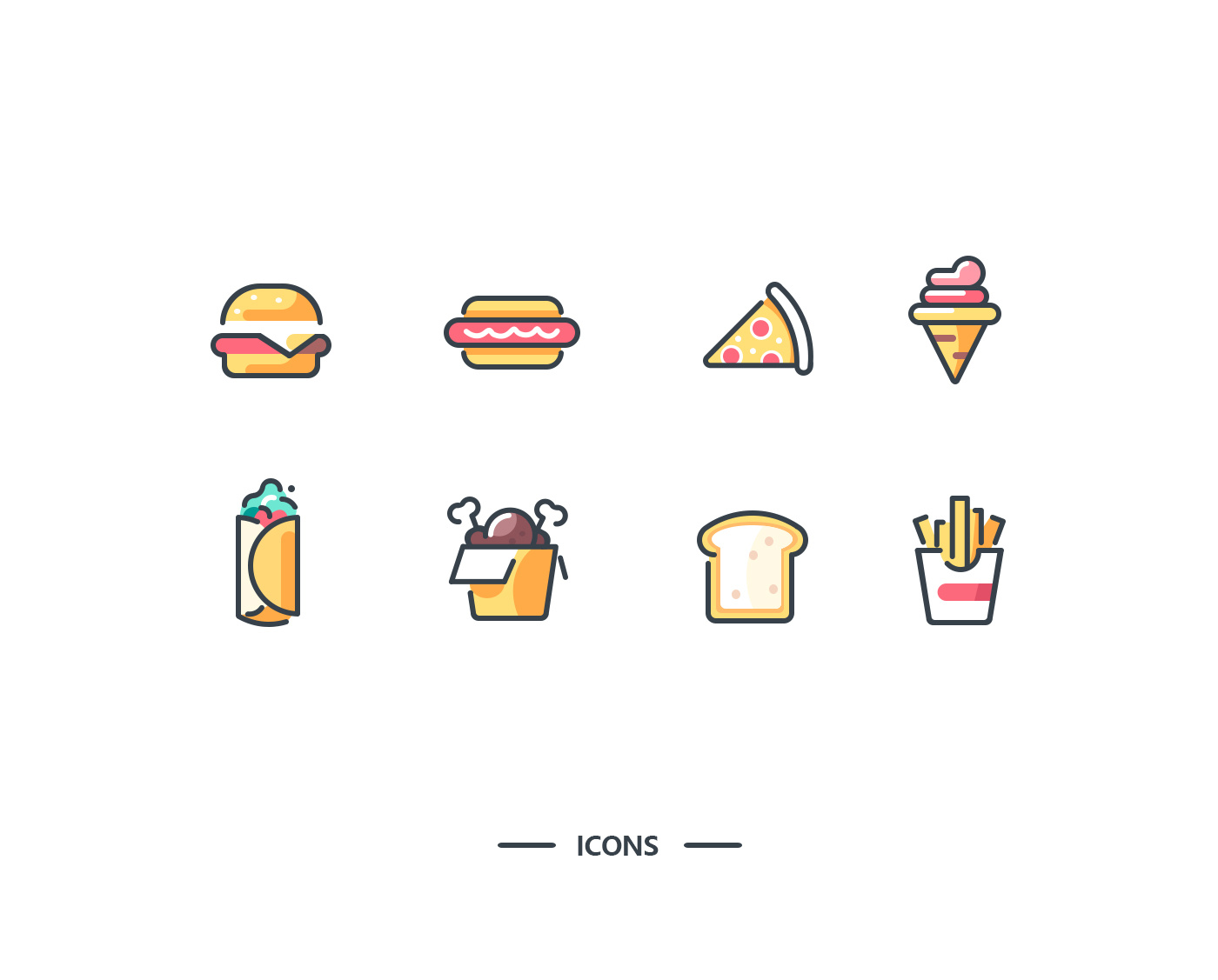 一组食物icon小练习|ui|图标|是本人没错 - 原创作品 - 站酷 (zcool)