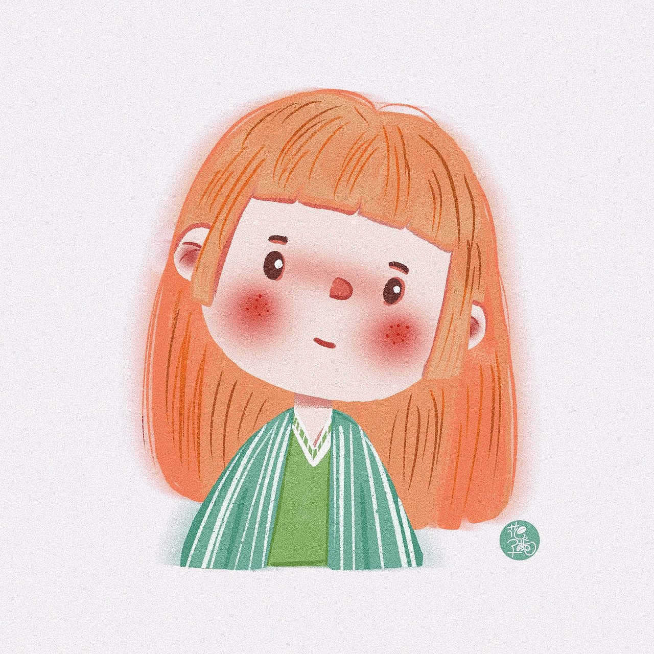 花栀子插画偏复古色磨砂感可爱女生头像