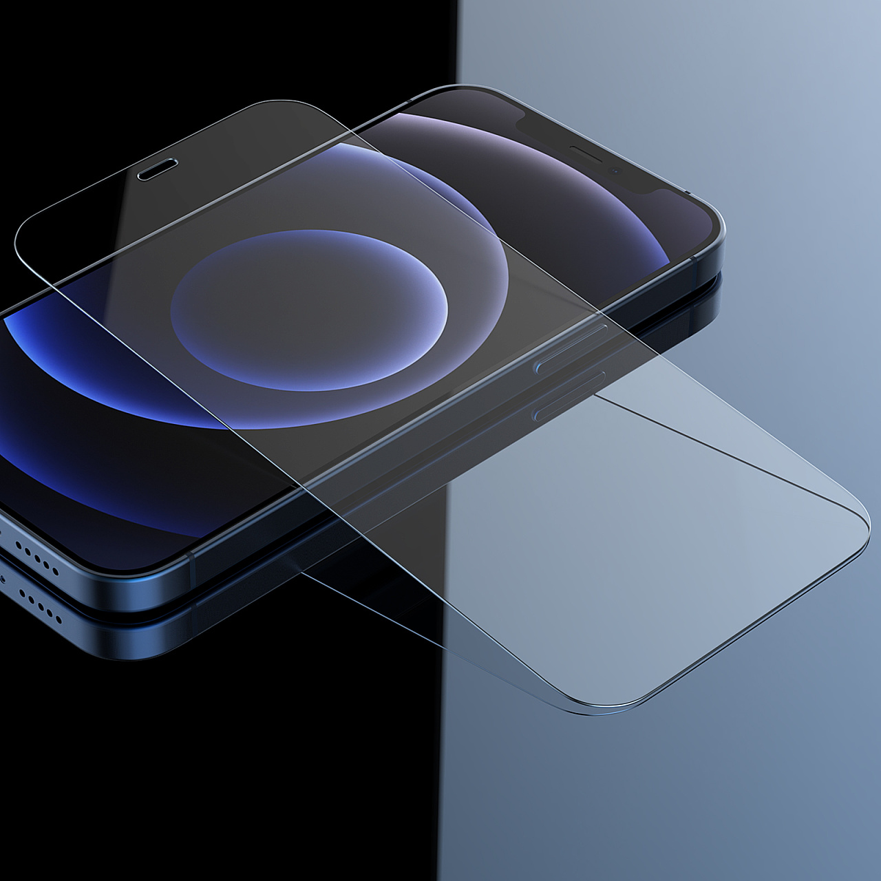 iphone 12 手机钢化玻璃膜渲染效果图