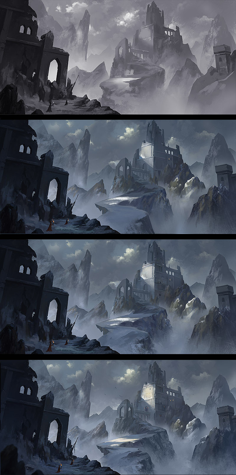 雪地场景气氛图|插画|游戏原画|左木cg_原创作品-站酷zcool