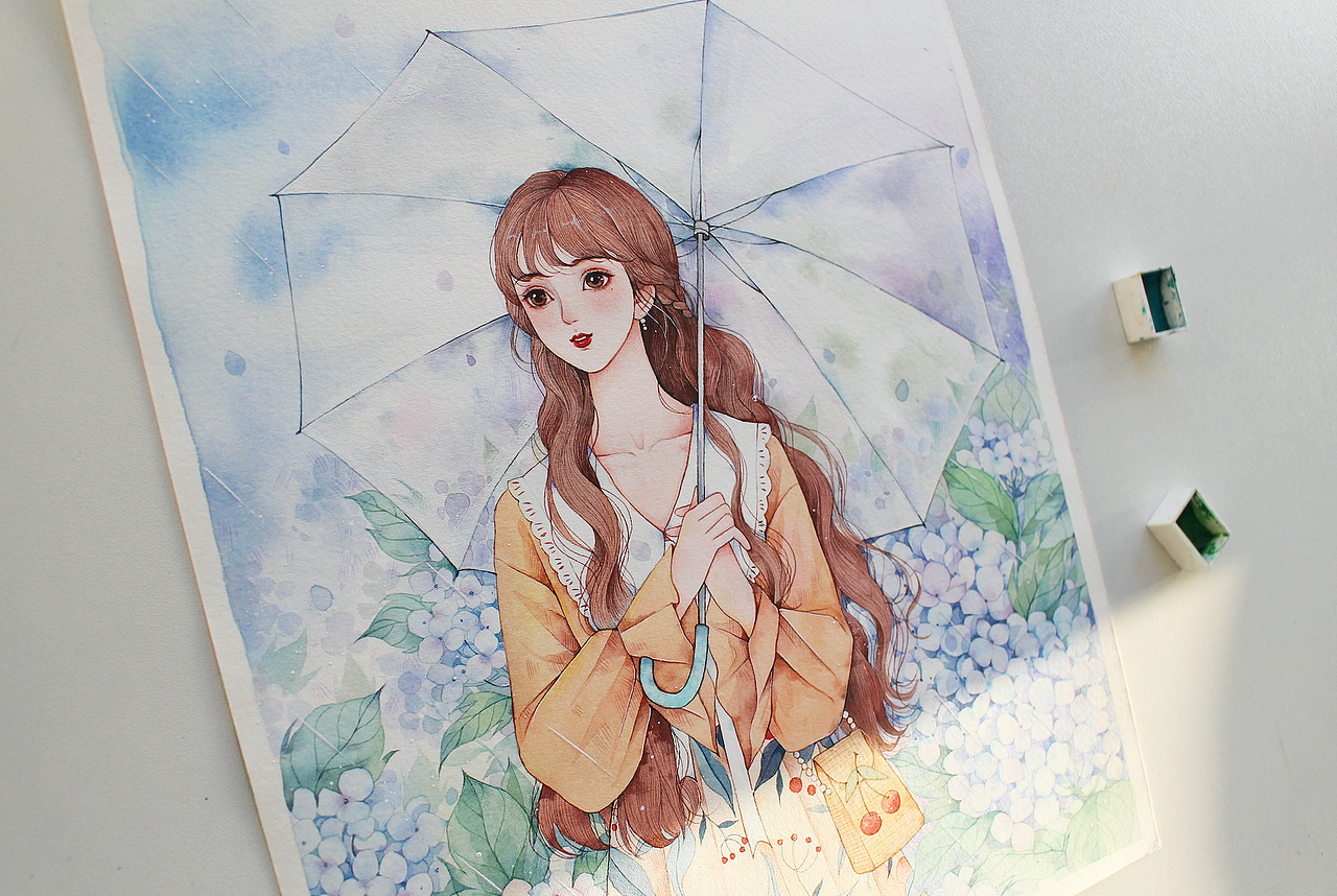 雨中少女（图ZMTk1NTYxNjQ0） - 创作习作 - 站酷设计师官官an原创素材 - 站酷ZCOOL