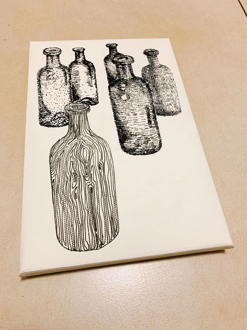 瓶子黑白装饰画图片