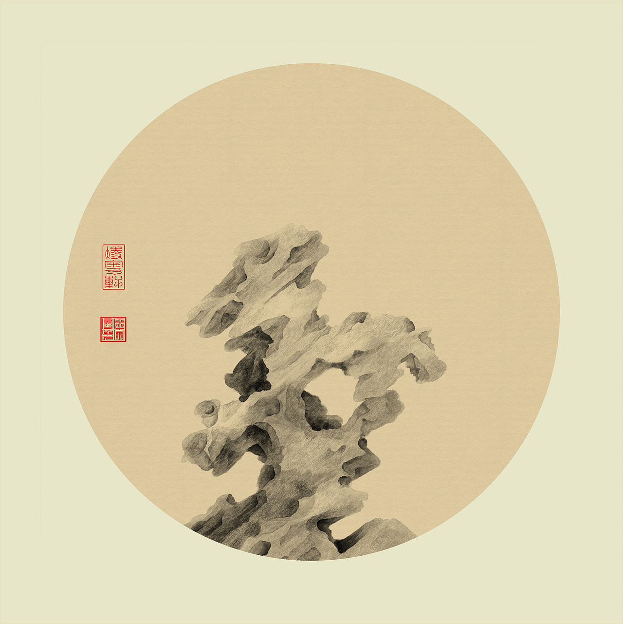 纯painter软件手绘,工笔太湖石  附带笔刷设置