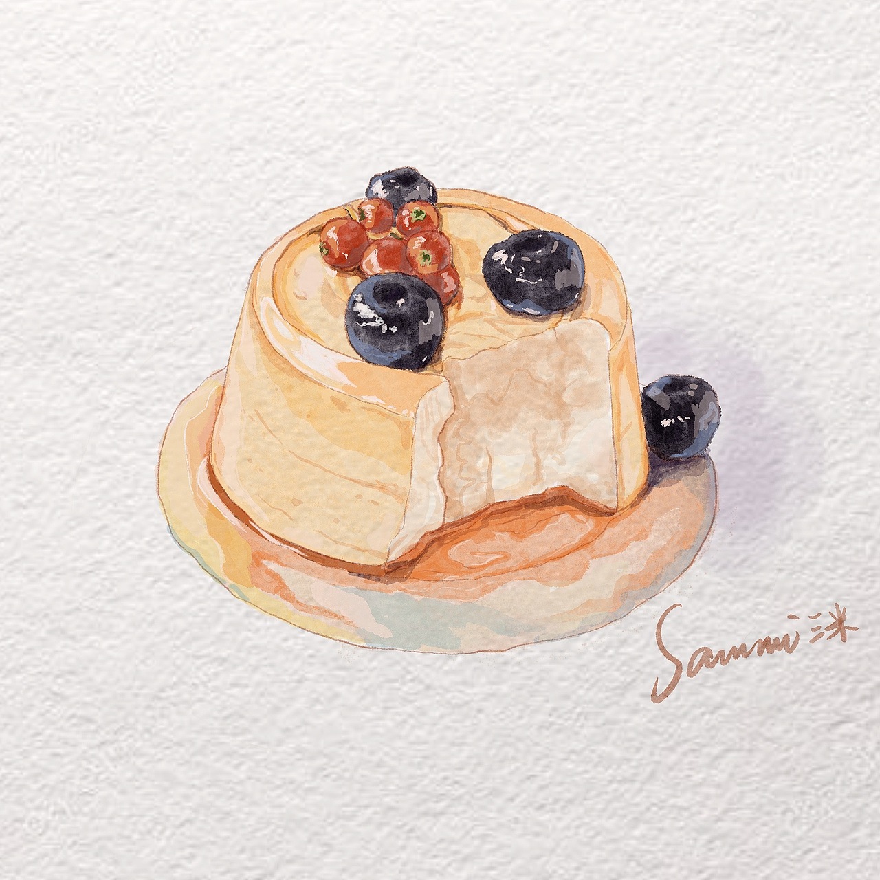水彩插画 甜品