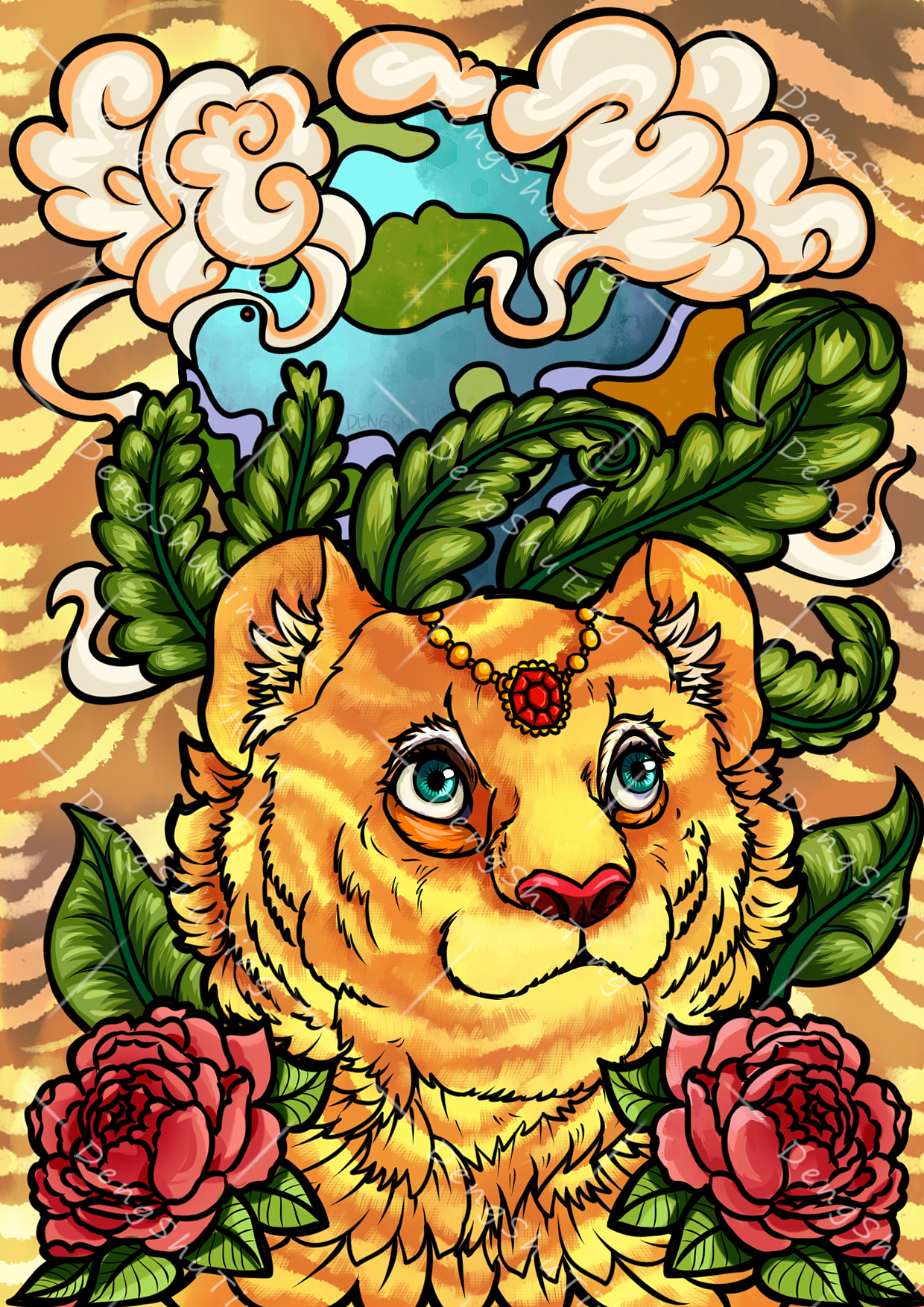 国潮仿生元素保护动物出于同源