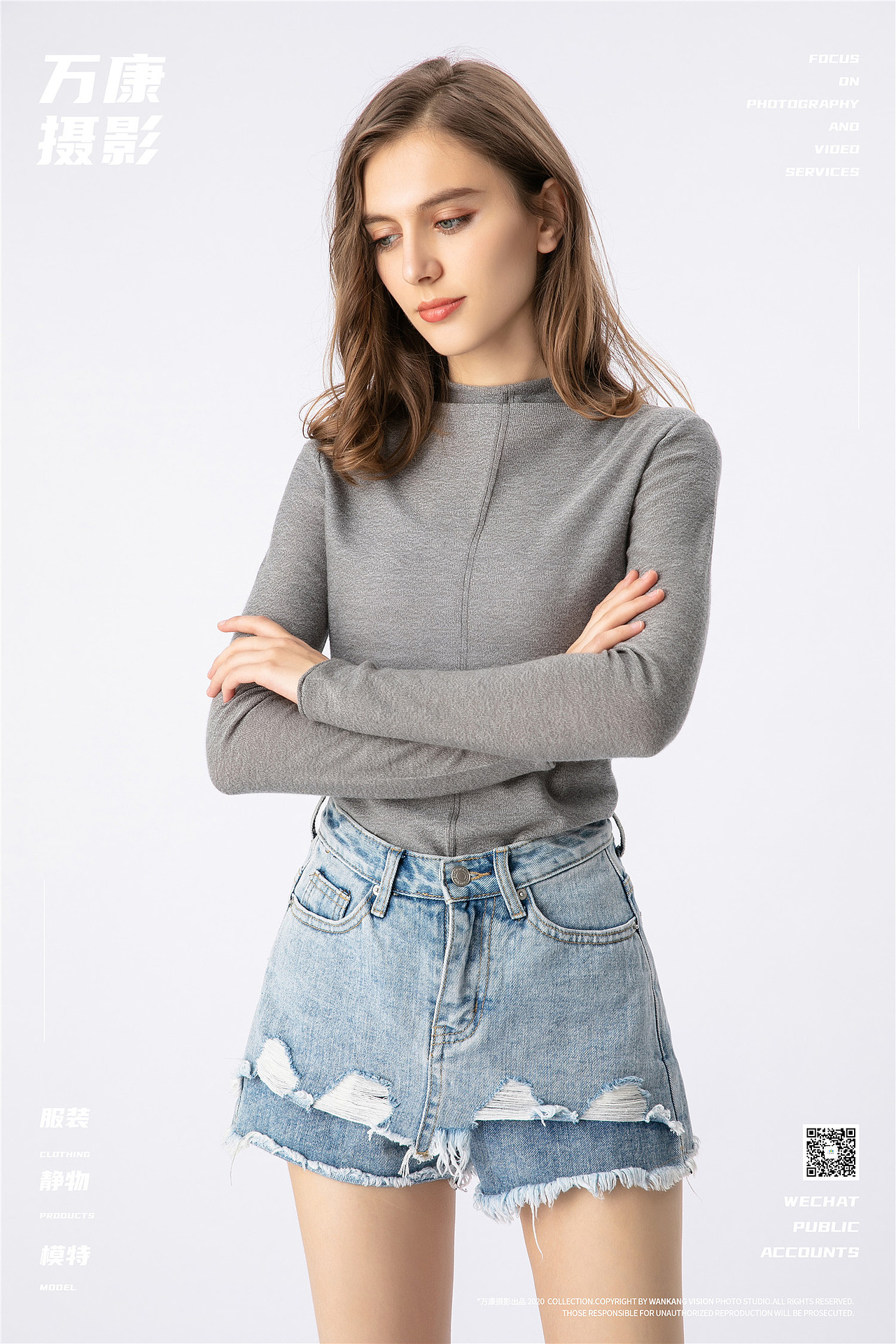 东莞万康摄影外国女模针织服装拍摄