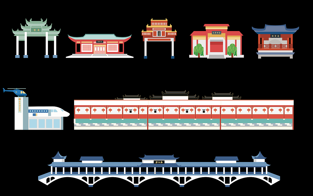 国潮｜古镇插画长图（图ZMjczODgyMDky） - 商业插画 - 站酷设计师设计阿成原创素材 - 站酷ZCOOL