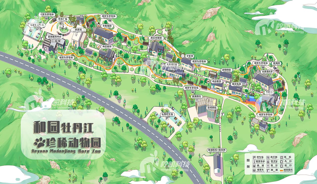 牡丹江爱熊猫小镇和园珍稀动物园手绘地图（图ZMjc4Mzg1MTIw） - 商业插画 - 站酷设计师手绘地图制作原创素材 - 站酷ZCOOL