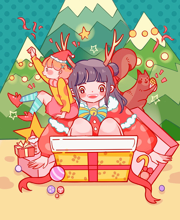 圣诞快乐呀（图ZMTM4NDk3ODUy） - 商业插画 - 站酷设计师爱画画的mihoo原创素材 - 站酷ZCOOL