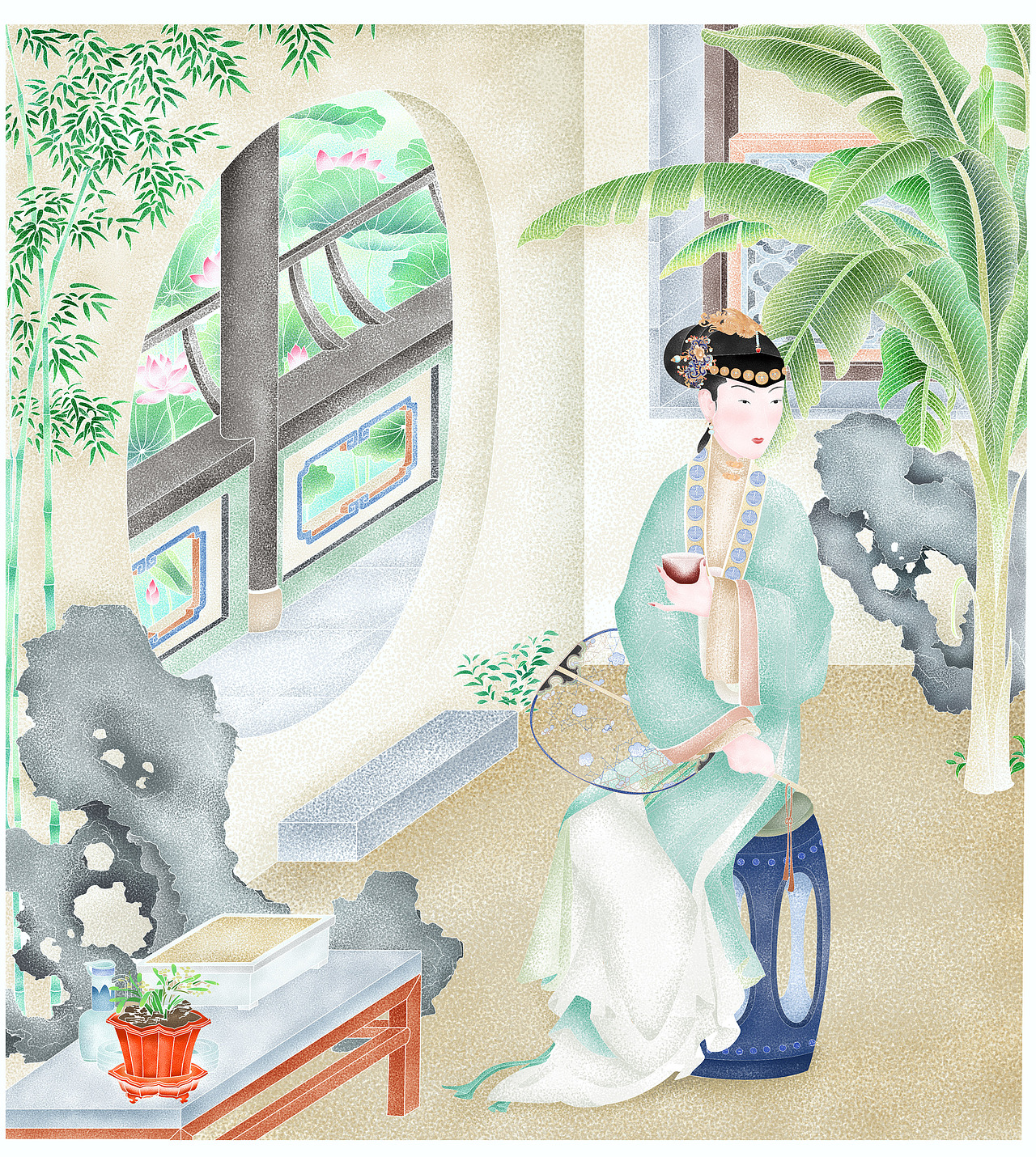 雍正十二美人插画