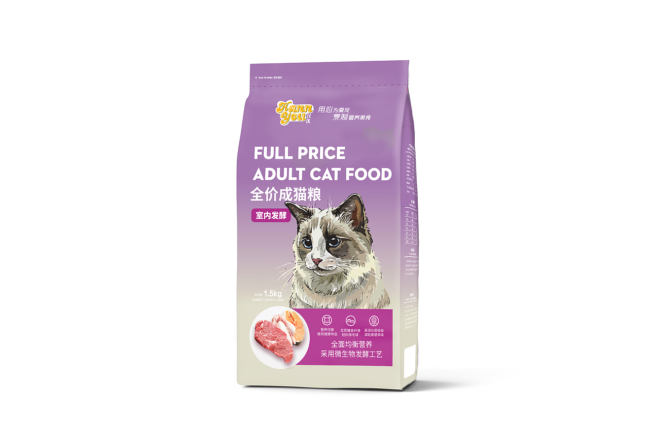 宠物食品 猫粮包装 插画