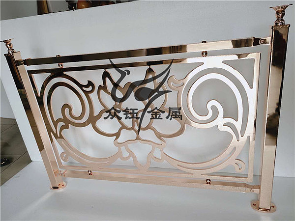 你见过这种铝板雕刻镀金楼梯护栏吗? 玫瑰金_镂空