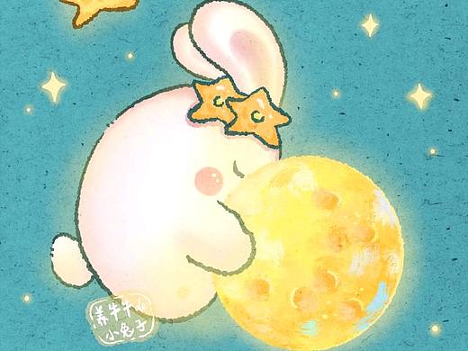 原创插画 | 抱月亮🌙 | 壁纸背景