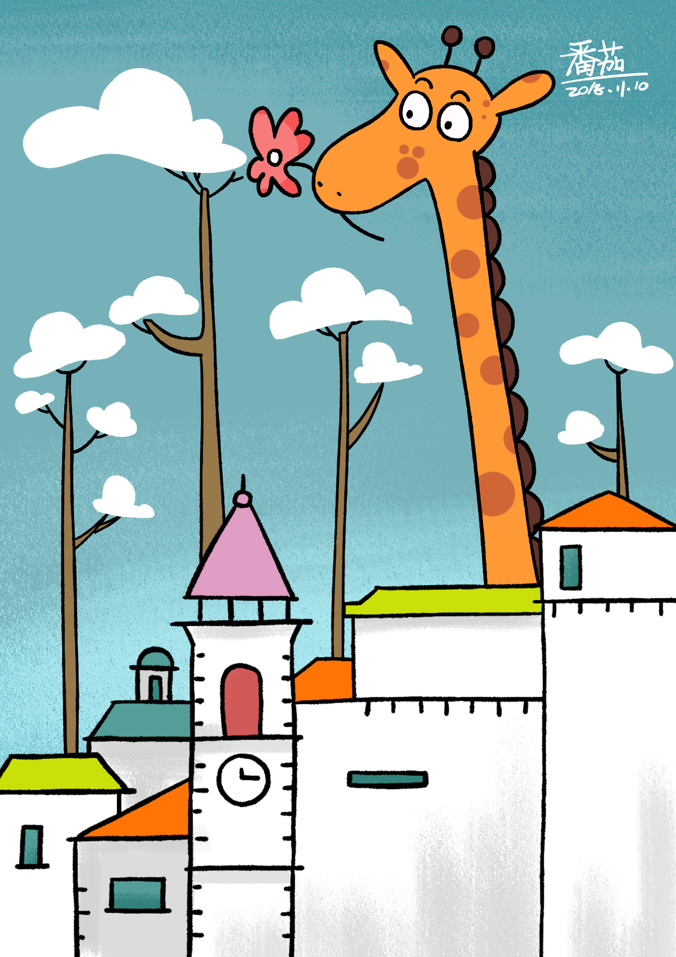 卡通长颈鹿图片素材免费下载 - 觅知网