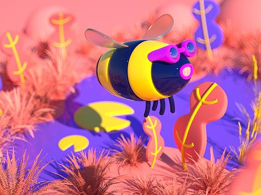 蜜蜂草丛小场景（个人主页-ZMzgwMzQyODA=） - 场景 - 站酷设计师翅膀快乐每一天原创素材 - 站酷ZCOOL