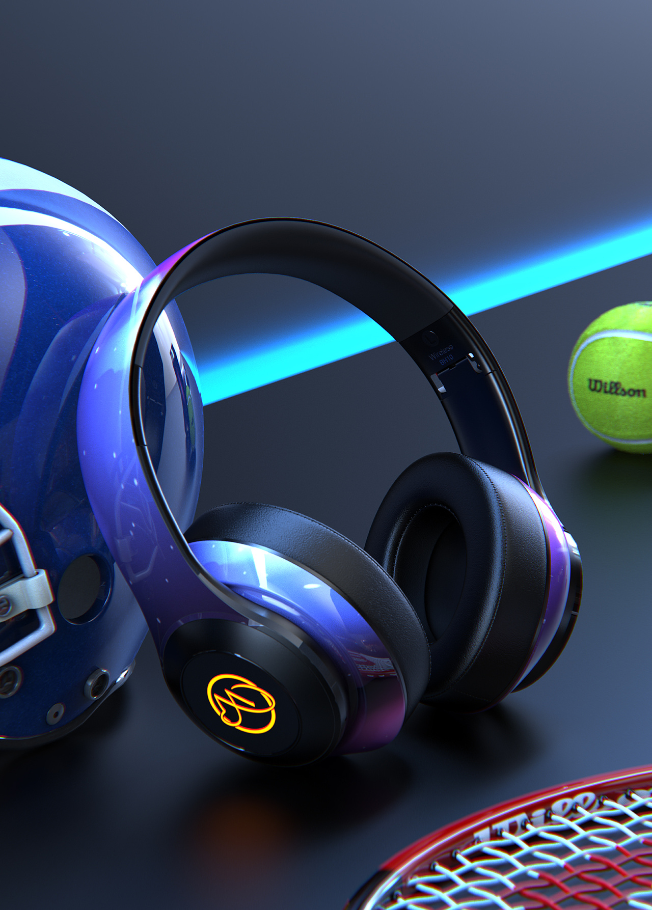 一组花里胡哨的耳机渲染