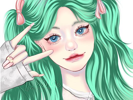 绿发色小姐姐一枚~日常头像插画打卡