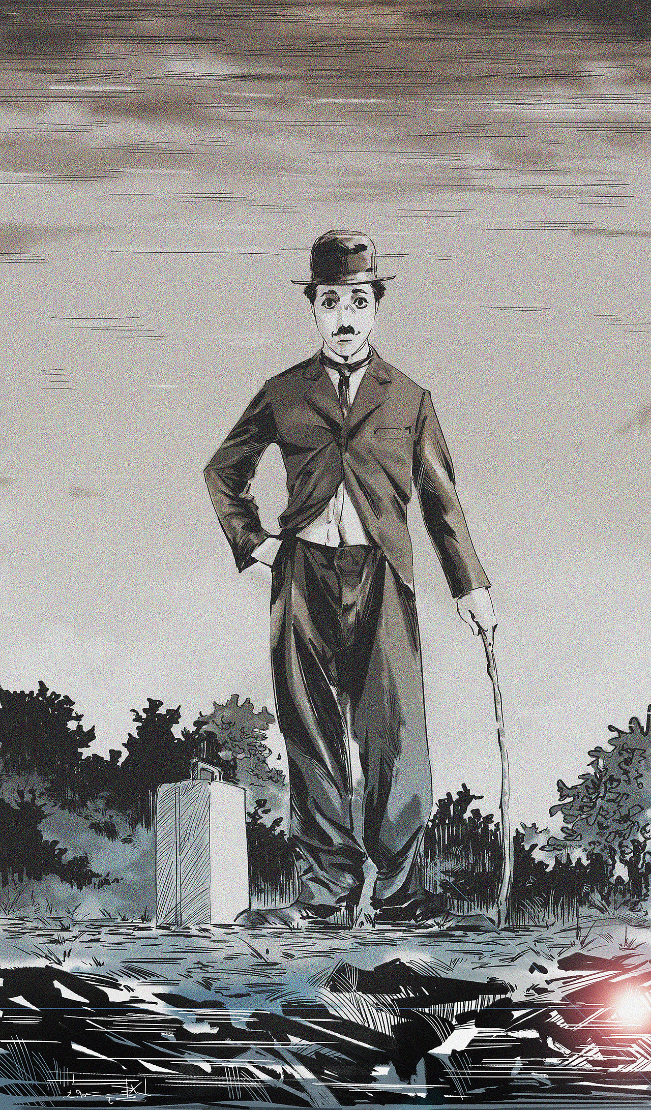 《绘影忆》第六忆——《卓别林传》|插画|艺术插画|刘鑫阔_原创作品