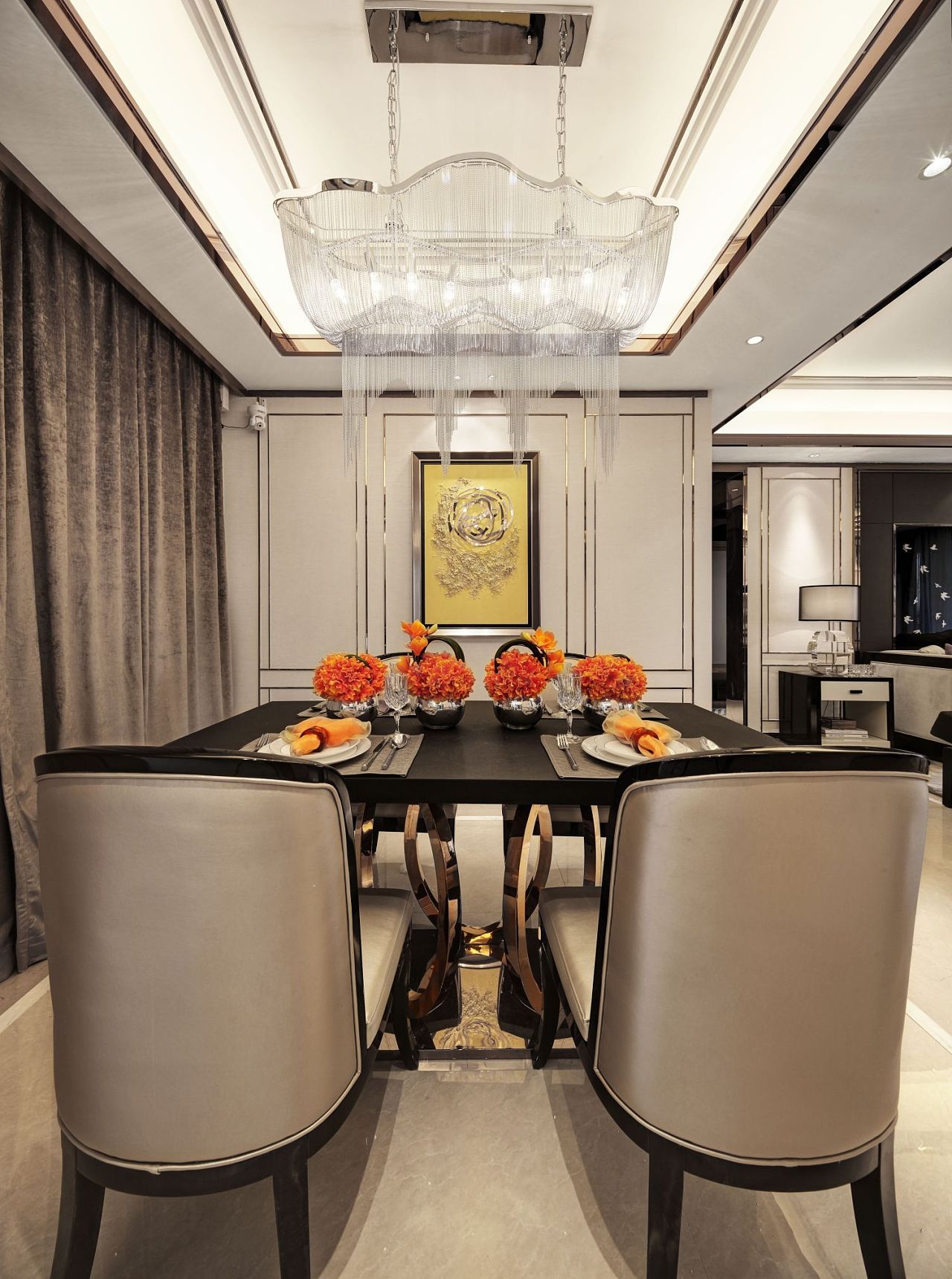 现代轻奢港式客餐厅 |空间|家装设计|张美丽效果图 - 原创作品 - 站酷 (ZCOOL)