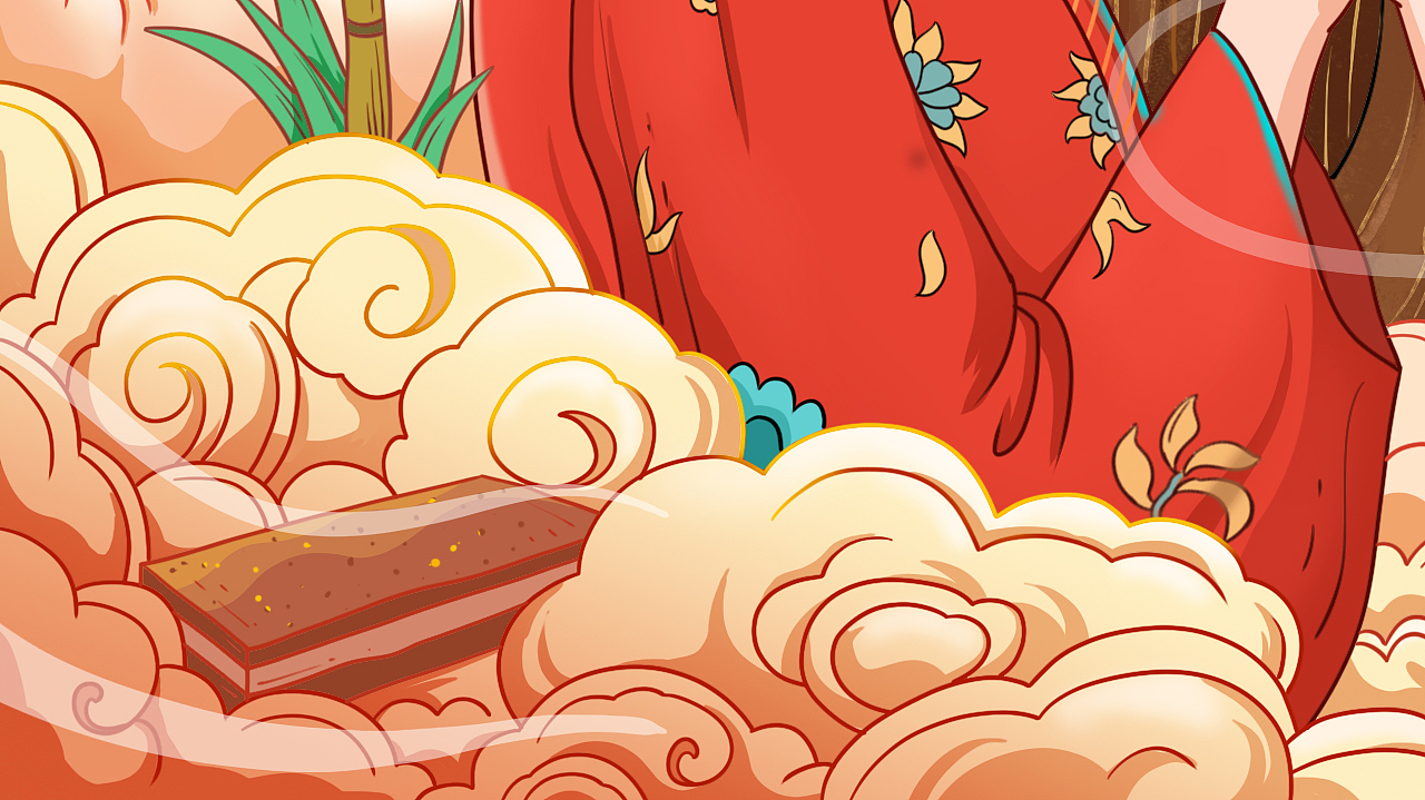 古法红糖块包装插画