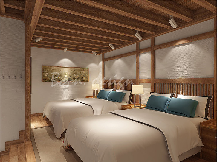 上海民宿酒店效果图设计时尚仿古世外桃源淳朴互联网