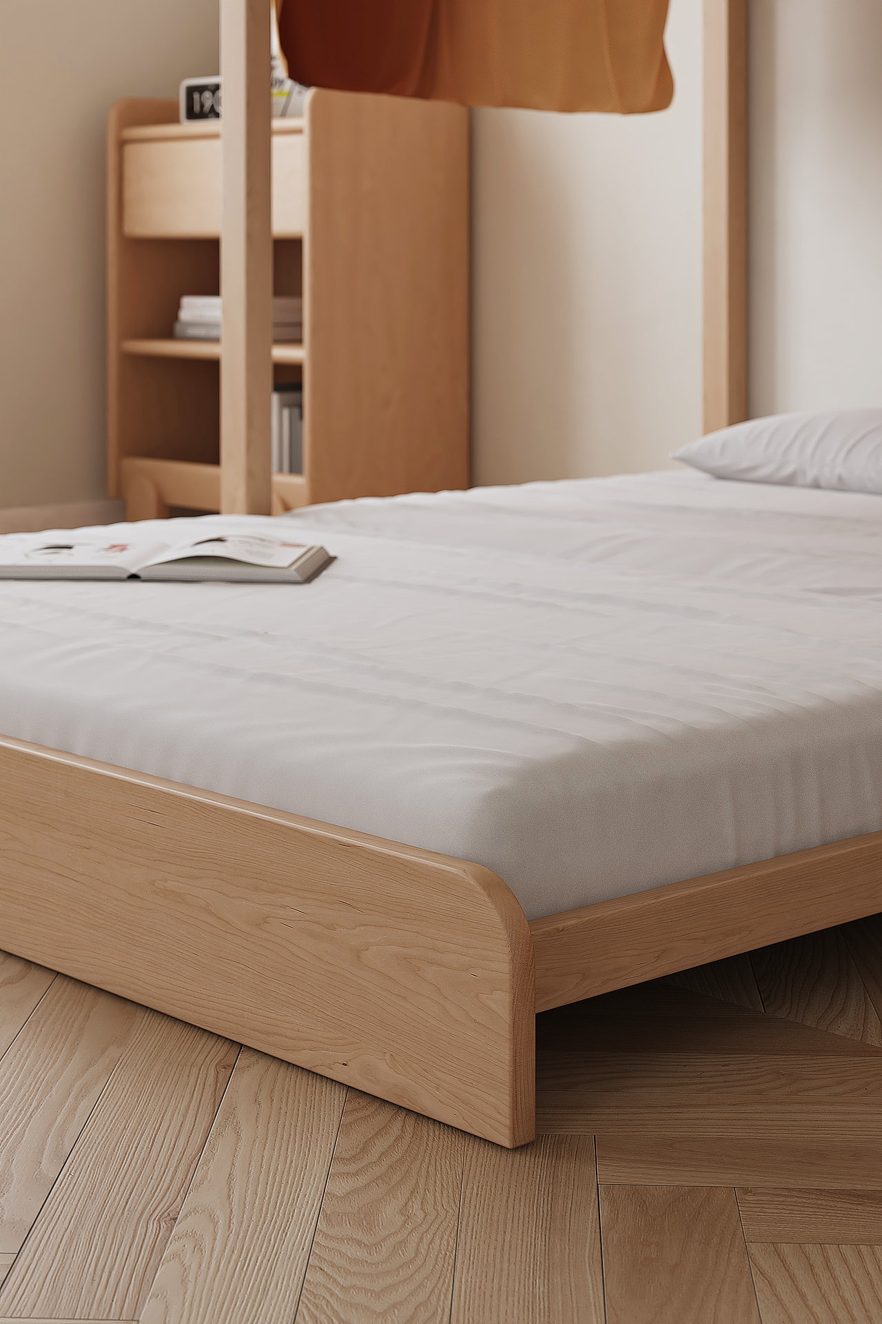 MAX/VR电商樱桃木儿童床渲染