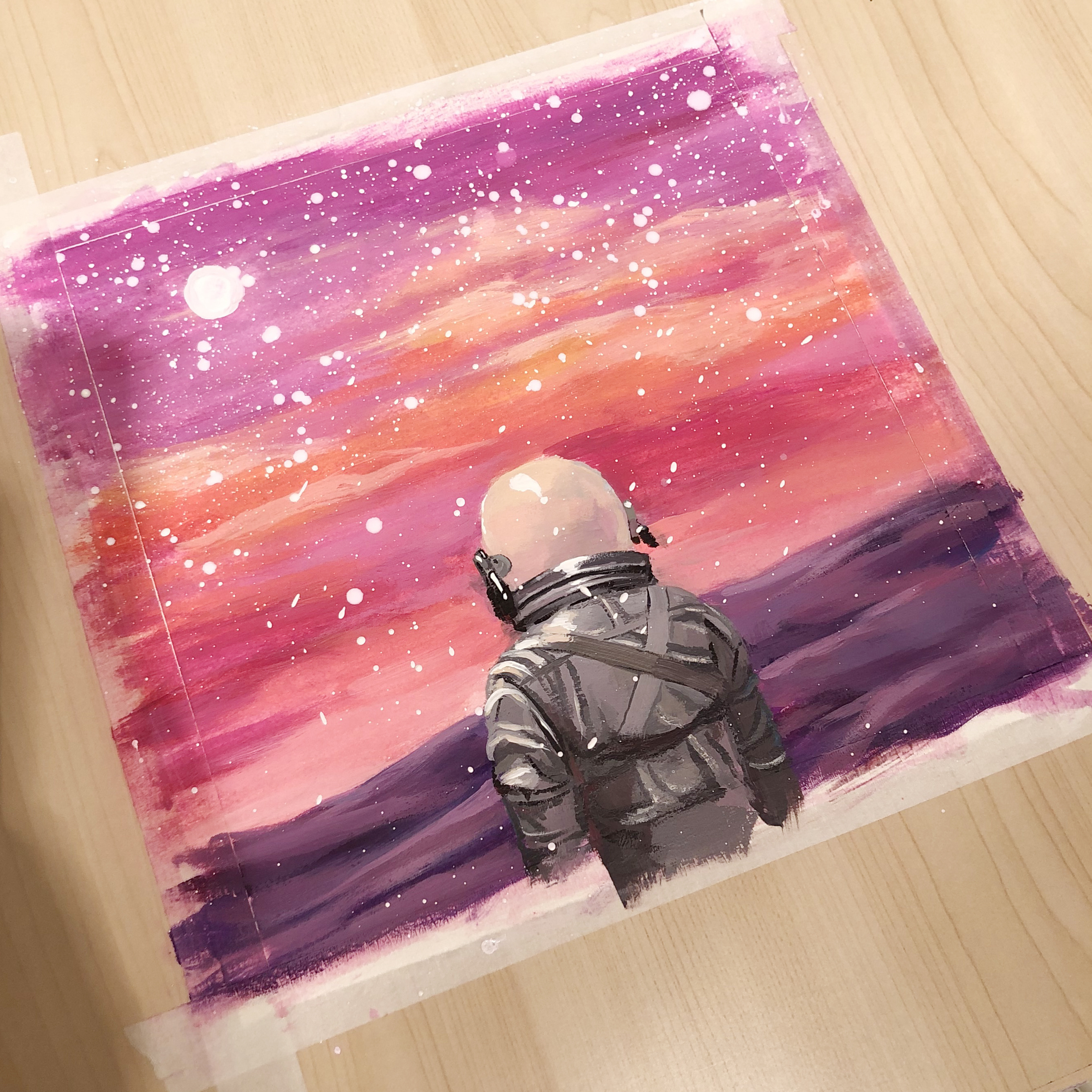 手绘插画-宇航员