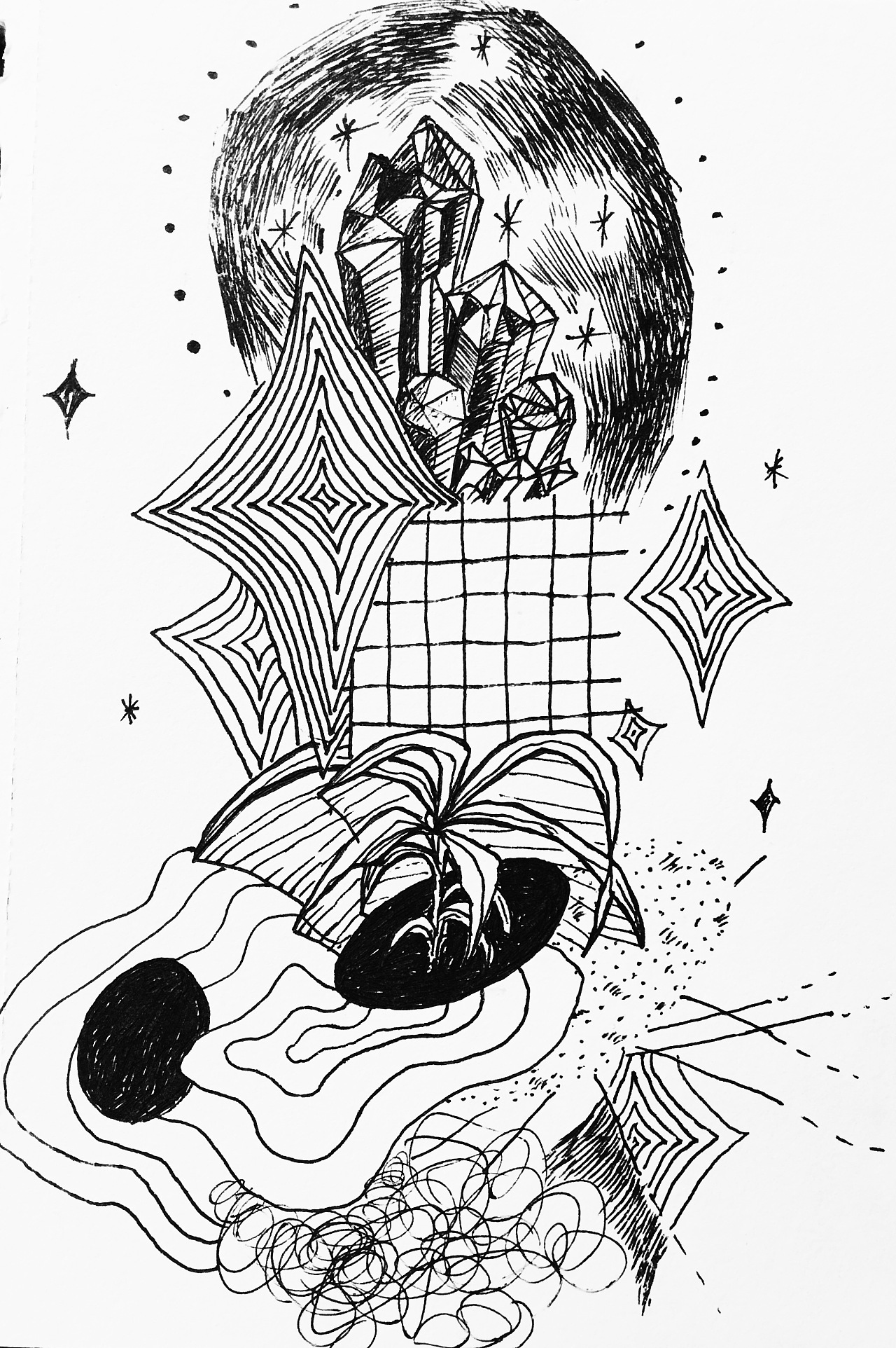 黑白点线面插画