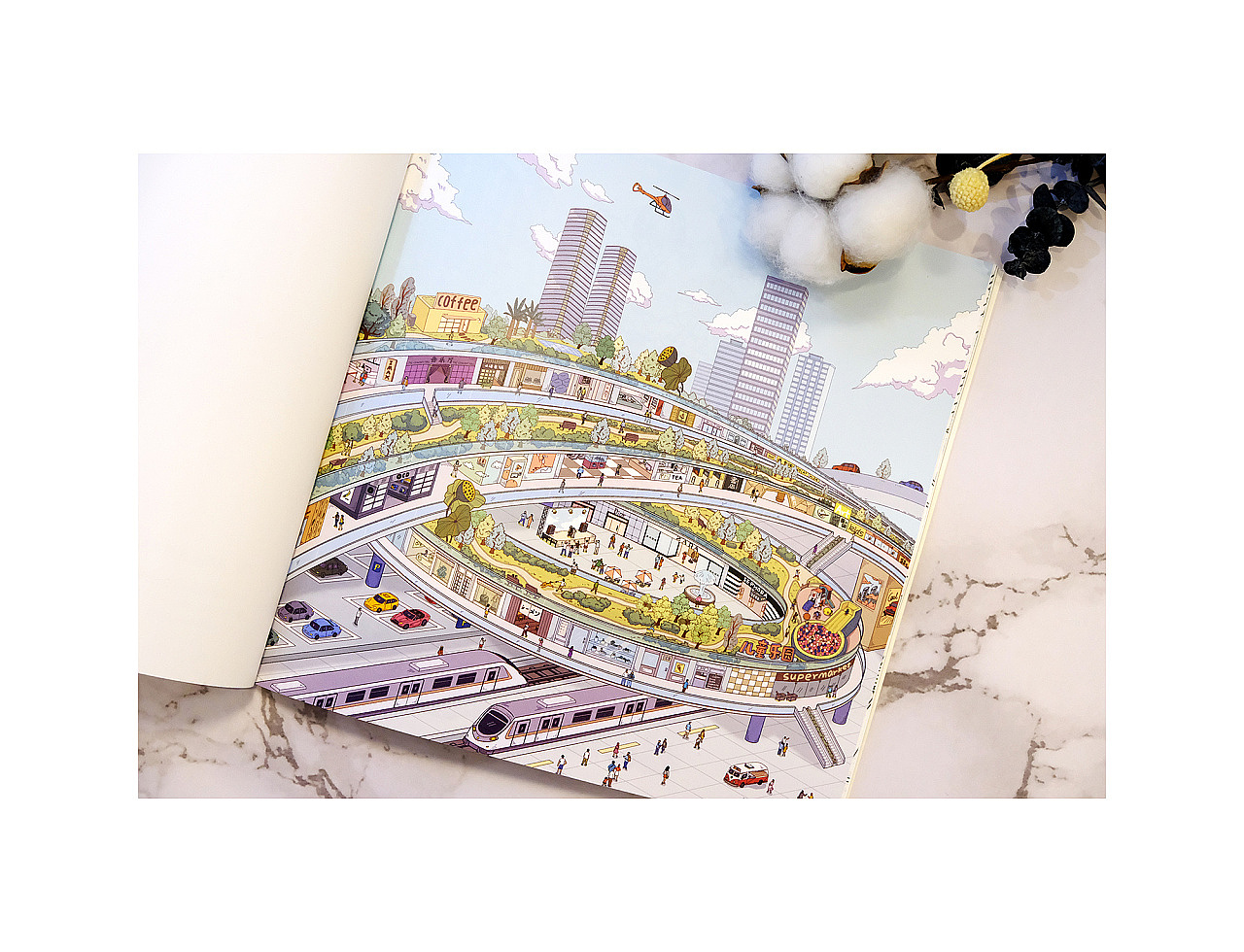 Hillslife美学馆杭州信达中心壹号院TOD插画手绘本（图ZMTEyMTEwMjky） - 商业插画 - 站酷设计师mooumo小粒猫友原创素材 - 站酷ZCOOL