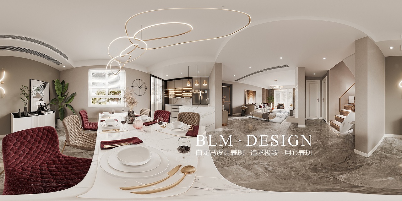 现代轻奢客餐卧—白龙马效果图