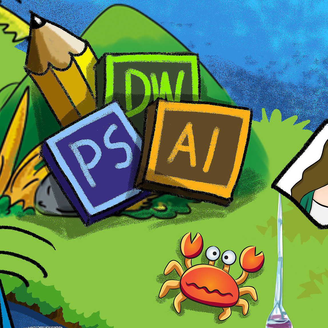 手绘团队建设部门同事大海报