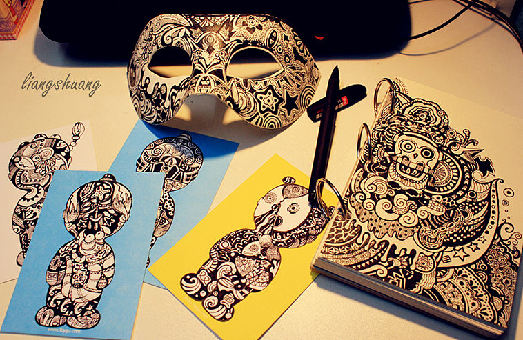 十二星座只画了四个 面具是帮朋友画的 学校一直有作业 太忙了 就一直