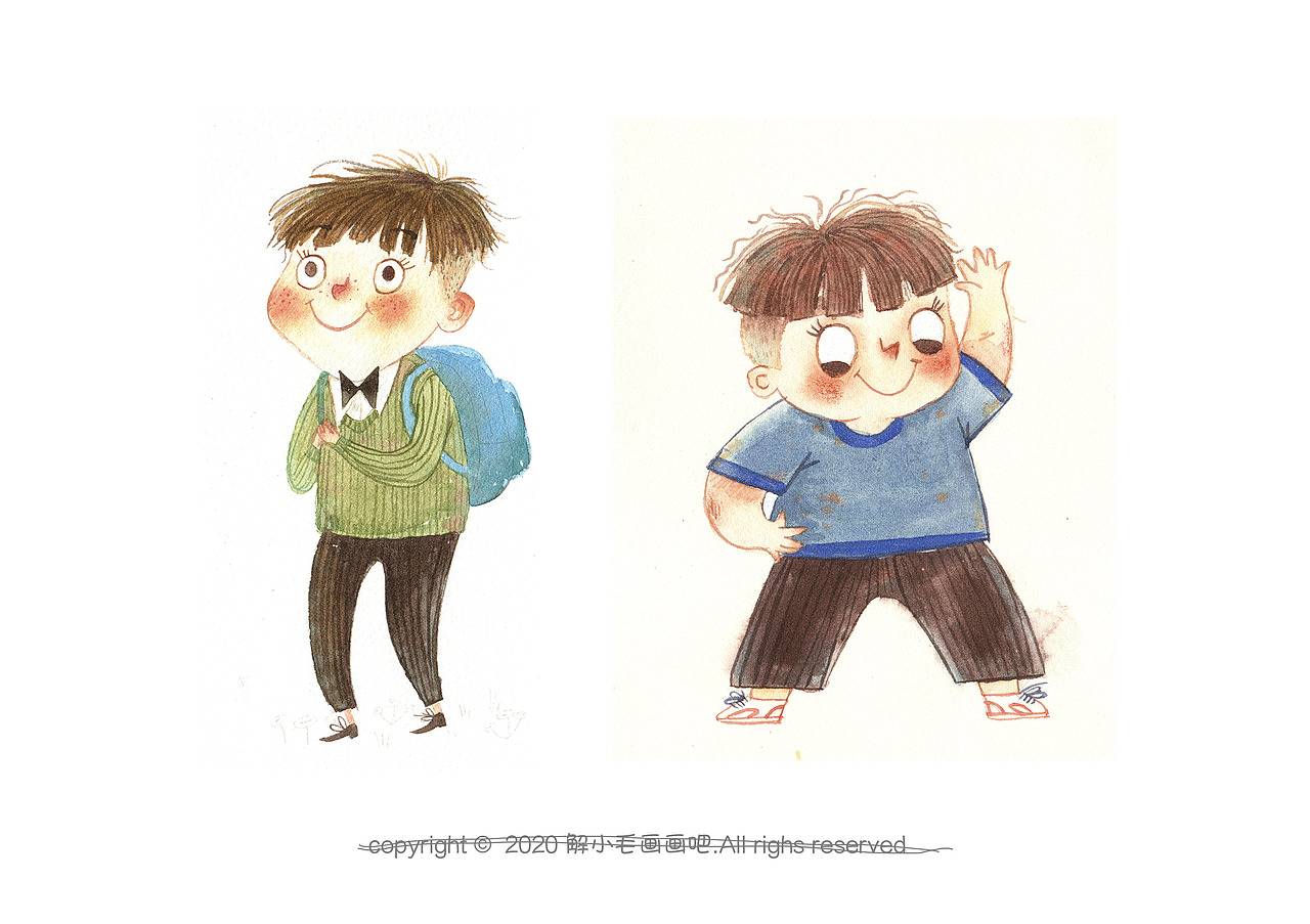 水彩人物（图ZMjM2MDc2MzIw） - 儿童插画 - 站酷设计师解小毛插画原创素材 - 站酷ZCOOL