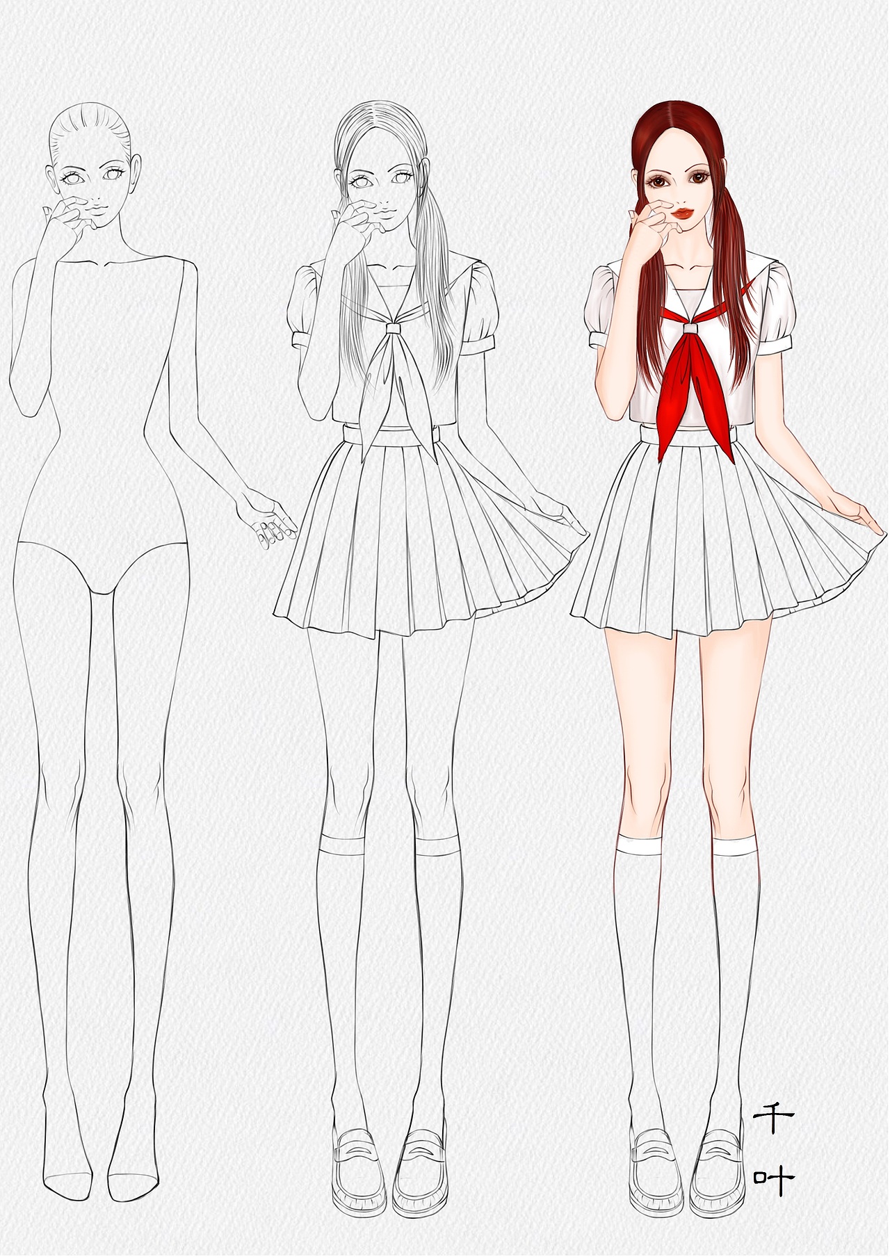 服装设计校服裙步骤图（图ZMjMzMjU1OTY4） - 其他服装 - 站酷设计师清茶煮酒酒原创素材 - 站酷ZCOOL