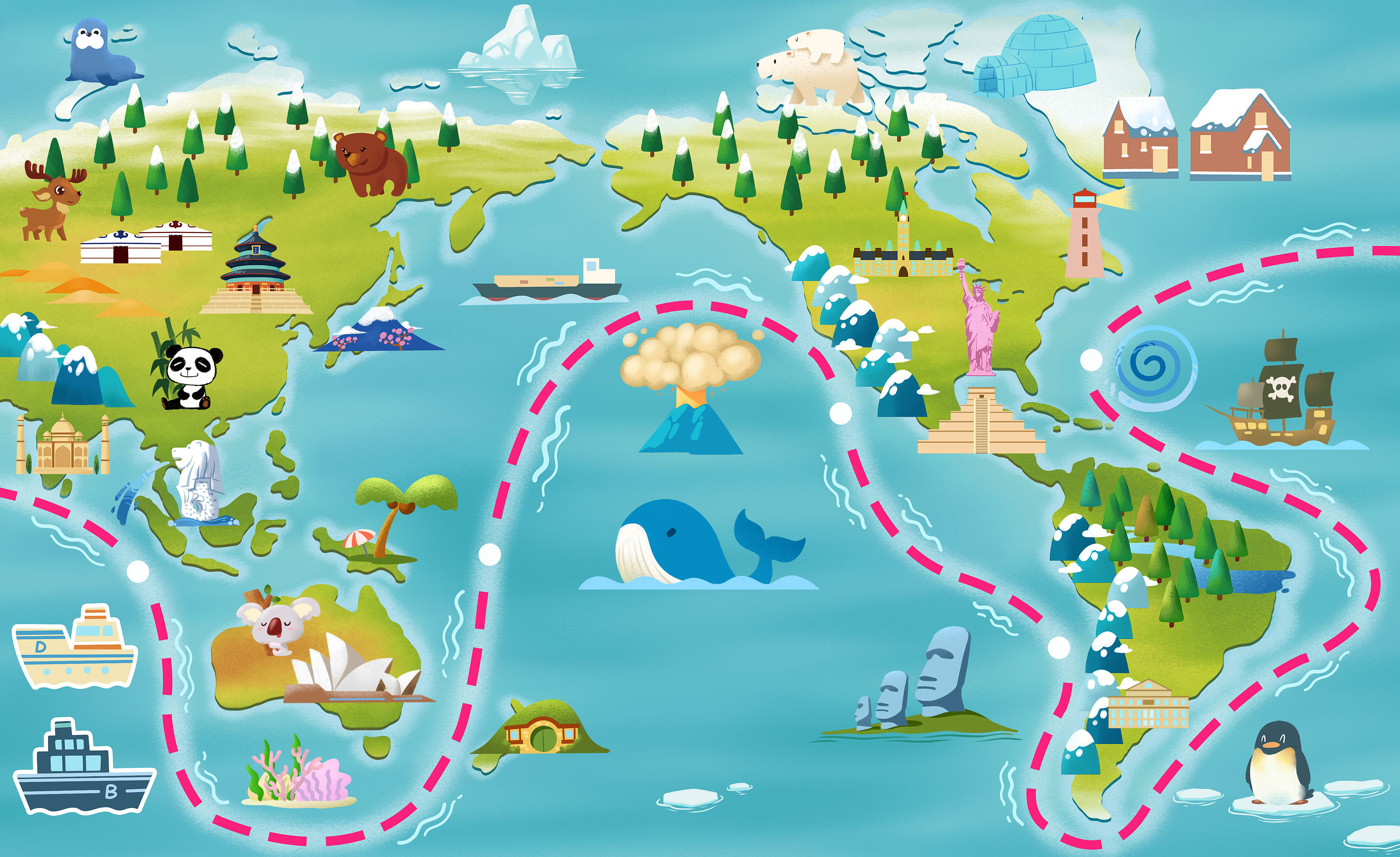 《世界地图》游戏绘本（已商用）|插画|儿童插画|奔跑的马丁 - 原创作品 - 站酷 (ZCOOL)