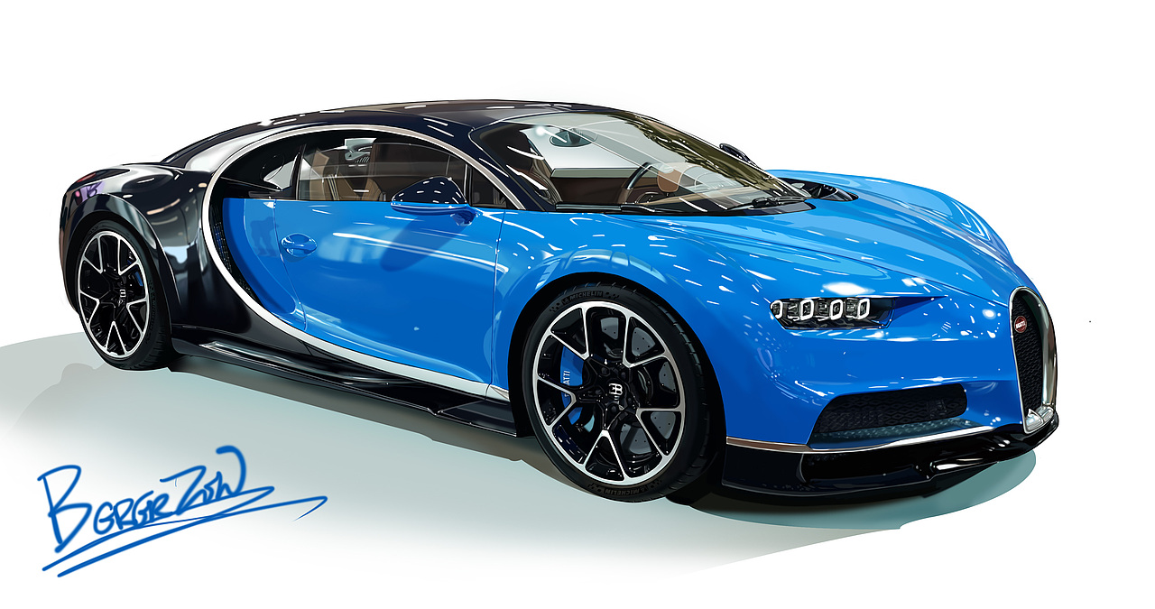 布加迪汽车手绘