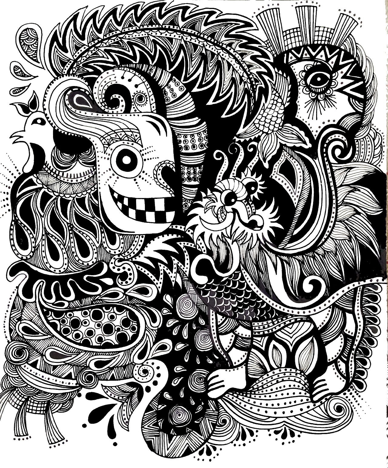 黑白彩色装饰画