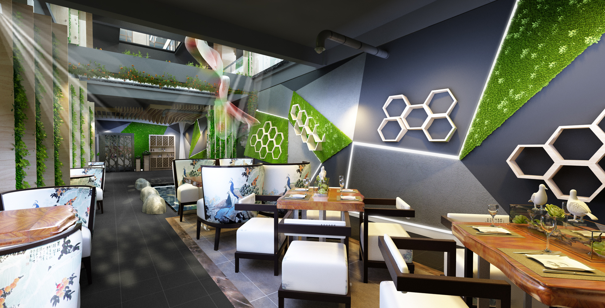 绿色建筑室内工装咖啡吧装饰项目