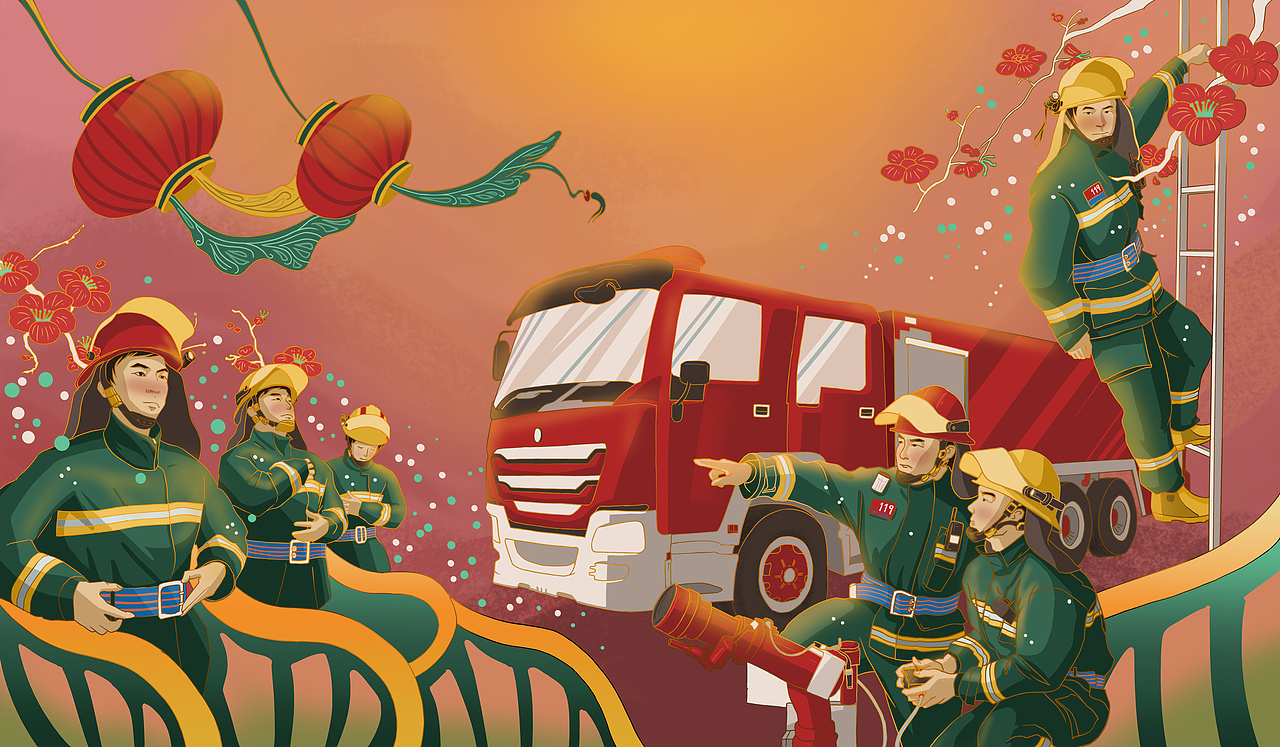 迎新消防员（图ZMjgyNDMzMzUy） - 商业插画 - 站酷设计师PainterBrian原创素材 - 站酷ZCOOL