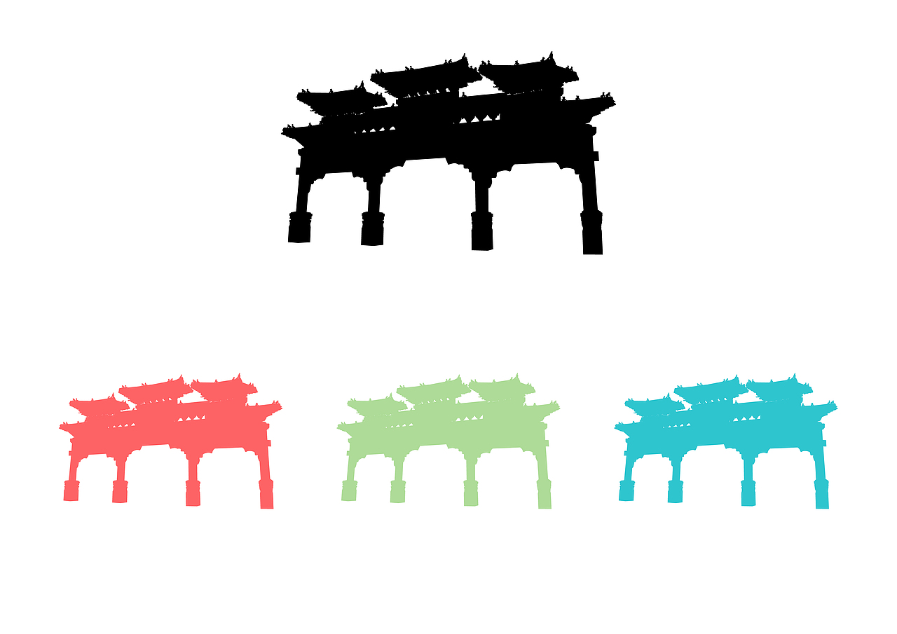 遵义凤凰山国家森林公园-牌坊矢量插画